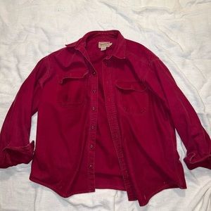 Vintage Men's Woolrich Red Heavy Knit Cotton Button Long Sleeve Shirt Sz XLarge